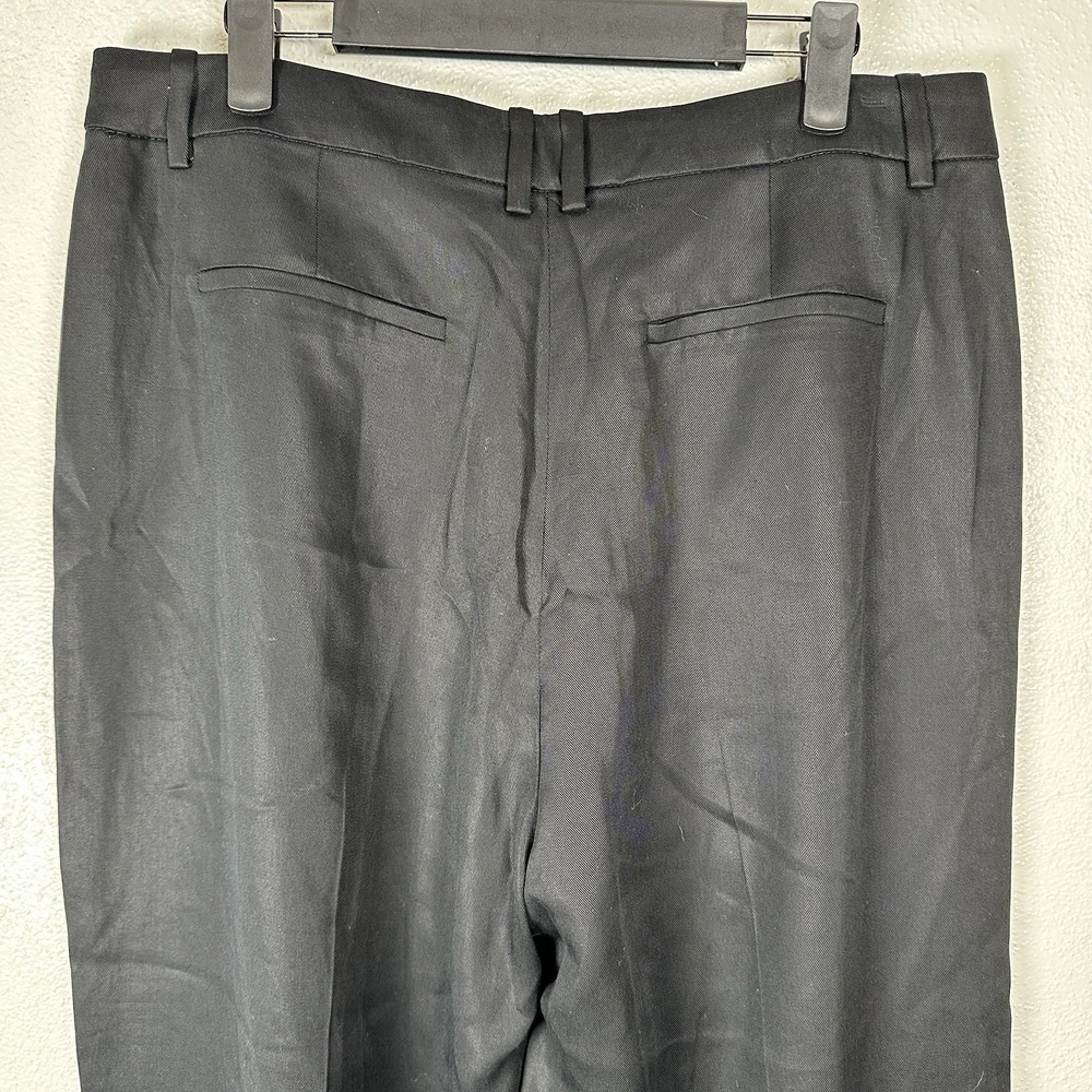J Crew Wide Leg Pleated Twill Trousers Pants Womens Size 12 Black Tencel Lyocell - Picture 5 of 8
